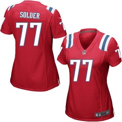 New England Patriots Nate Solder Official Nike Red Game Women's Alternate NFL Jersey