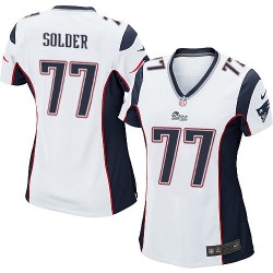 New England Patriots Nate Solder Official Nike White Game Women's Road NFL Jersey