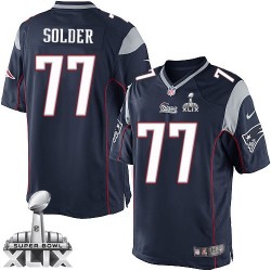 New England Patriots Nate Solder Official Nike Navy Blue Elite Youth Home Super Bowl XLIX NFL Jersey