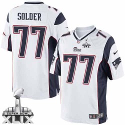New England Patriots Nate Solder Official Nike White Elite Youth Road Super Bowl XLIX NFL Jersey