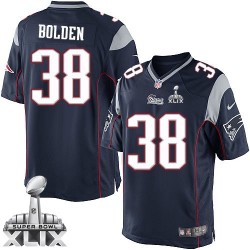 New England Patriots Brandon Bolden Official Nike Navy Blue Limited Adult Home Super Bowl XLIX NFL Jersey