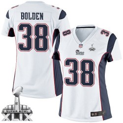 New England Patriots Brandon Bolden Official Nike White Limited Women's Road Super Bowl XLIX NFL Jersey