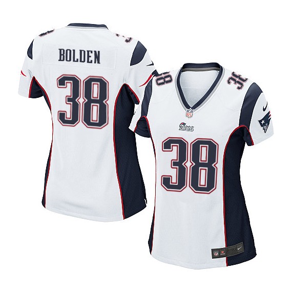 New England Patriots Brandon Bolden Official Nike White Game Women's Road NFL Jersey