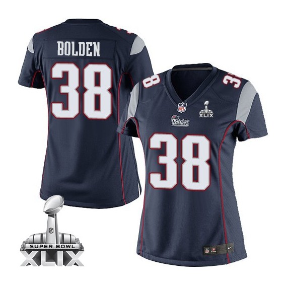 New England Patriots Brandon Bolden Official Nike Navy Blue Limited Women's Home Super Bowl XLIX NFL Jersey