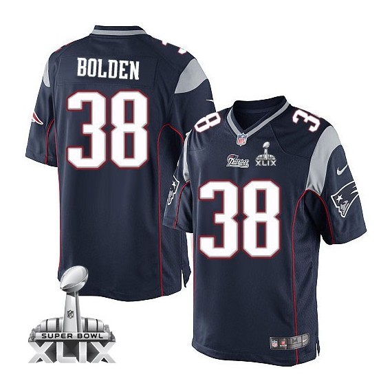 New England Patriots Brandon Bolden Official Nike Navy Blue Elite Youth Home Super Bowl XLIX NFL Jersey