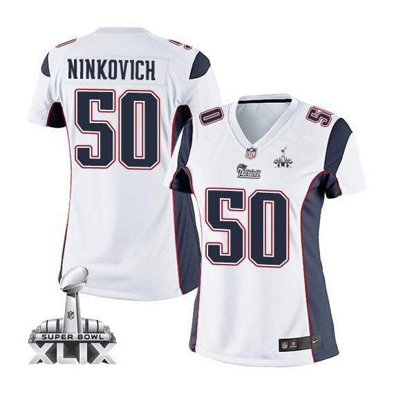 New England Patriots Rob Ninkovich Official Nike White Limited Women's Road Super Bowl XLIX NFL Jersey