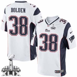 New England Patriots Brandon Bolden Official Nike White Limited Youth Road Super Bowl XLIX NFL Jersey
