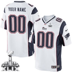 Nike New England Patriots Men's Customized Limited White Road Super Bowl XLIX Jersey