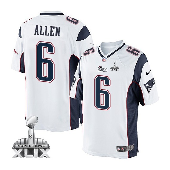 New England Patriots Ryan Allen Official Nike White Limited Adult Road Super Bowl XLIX NFL Jersey