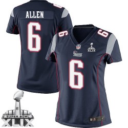 New England Patriots Ryan Allen Official Nike Navy Blue Elite Women's Home Super Bowl XLIX NFL Jersey