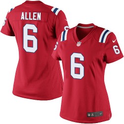 New England Patriots Ryan Allen Official Nike Red Elite Women's Alternate NFL Jersey
