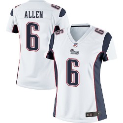 New England Patriots Ryan Allen Official Nike White Limited Women's Road NFL Jersey