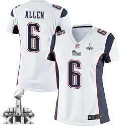 New England Patriots Ryan Allen Official Nike White Elite Women's Road Super Bowl XLIX NFL Jersey
