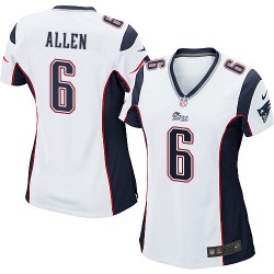 New England Patriots Ryan Allen Official Nike White Game Women's Road NFL Jersey