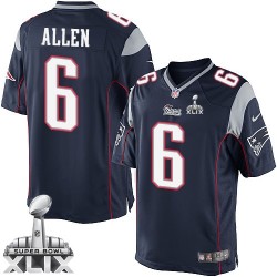 New England Patriots Ryan Allen Official Nike Navy Blue Elite Youth Home Super Bowl XLIX NFL Jersey