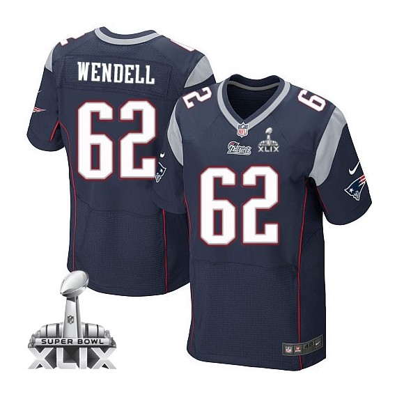 New England Patriots Ryan Wendell Official Nike Navy Blue Elite Adult Home Super Bowl XLIX NFL Jersey