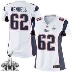 New England Patriots Ryan Wendell Official Nike White Elite Women's Road Super Bowl XLIX NFL Jersey
