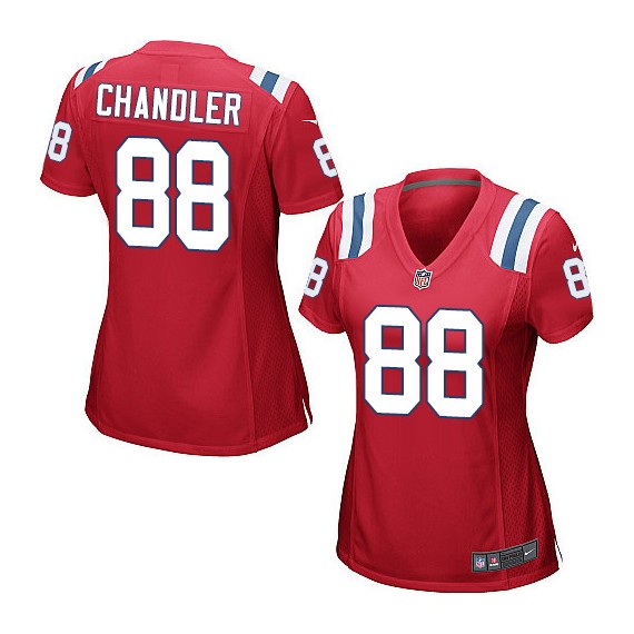 New England Patriots Scott Chandler Official Nike Red Game Women's Alternate NFL Jersey