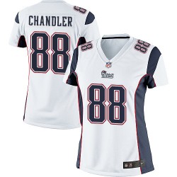 New England Patriots Scott Chandler Official Nike White Limited Women's Road NFL Jersey