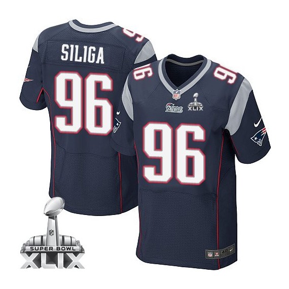 New England Patriots Sealver Siliga Official Nike Navy Blue Elite Adult Home Super Bowl XLIX NFL Jersey