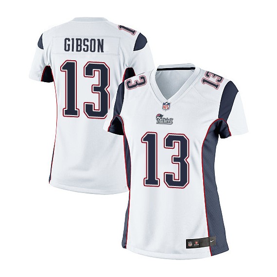 New England Patriots Brandon Gibson Official Nike White Elite Women's Road NFL Jersey
