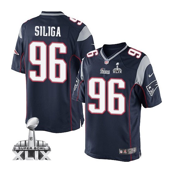 New England Patriots Sealver Siliga Official Nike Navy Blue Elite Youth Home Super Bowl XLIX NFL Jersey