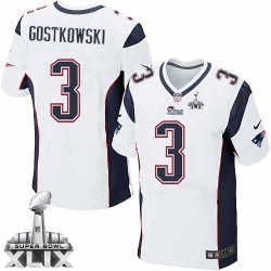 New England Patriots Stephen Gostkowski Official Nike White Elite Adult Road Super Bowl XLIX NFL Jersey