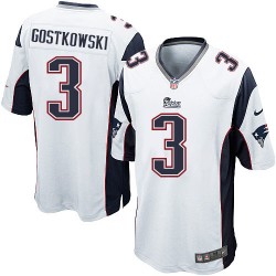 New England Patriots Stephen Gostkowski Official Nike White Game Adult Road NFL Jersey