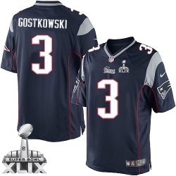 New England Patriots Stephen Gostkowski Official Nike Navy Blue Limited Adult Home Super Bowl XLIX NFL Jersey