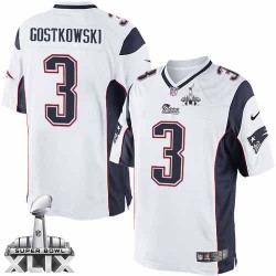 New England Patriots Stephen Gostkowski Official Nike White Limited Adult Road Super Bowl XLIX NFL Jersey
