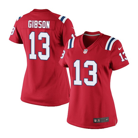 New England Patriots Brandon Gibson Official Nike Red Elite Women's Alternate NFL Jersey