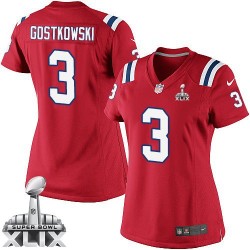 New England Patriots Stephen Gostkowski Official Nike Red Elite Women's Alternate Super Bowl XLIX NFL Jersey