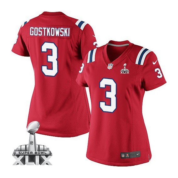 New England Patriots Stephen Gostkowski Official Nike Red Elite Women's Alternate Super Bowl XLIX NFL Jersey