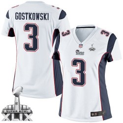 New England Patriots Stephen Gostkowski Official Nike White Elite Women's Road Super Bowl XLIX NFL Jersey