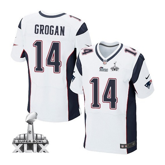 New England Patriots Steve Grogan Official Nike White Elite Adult Road Super Bowl XLIX NFL Jersey