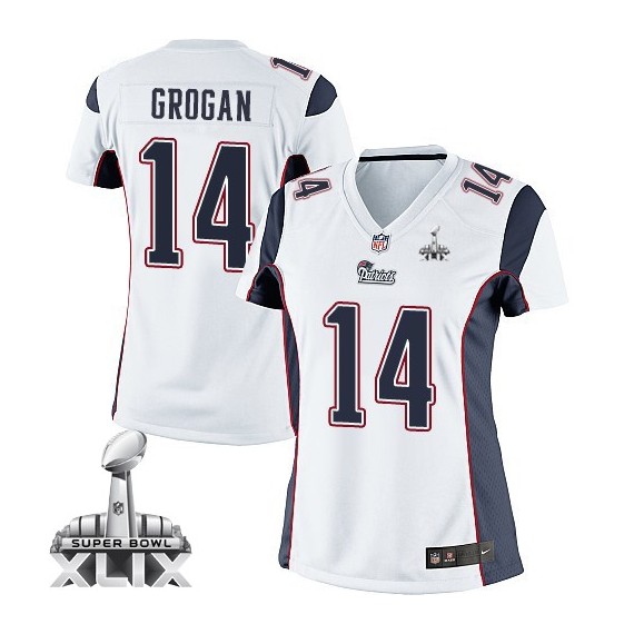 New England Patriots Steve Grogan Official Nike White Elite Women's Road Super Bowl XLIX NFL Jersey