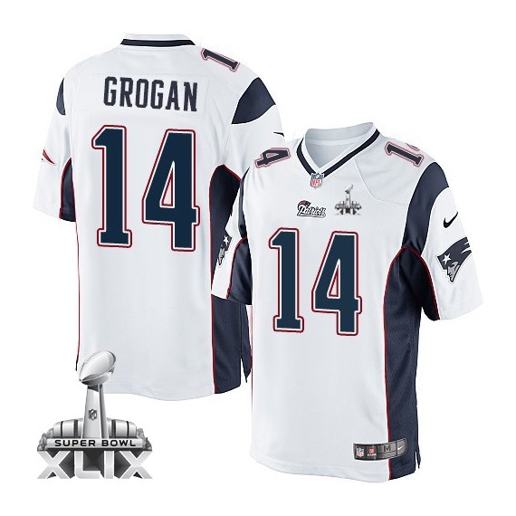 New England Patriots Steve Grogan Official Nike White Elite Youth Road Super Bowl XLIX NFL Jersey