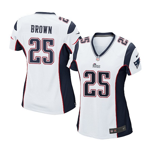 New England Patriots Tarell Brown Official Nike White Game Women's Road NFL Jersey
