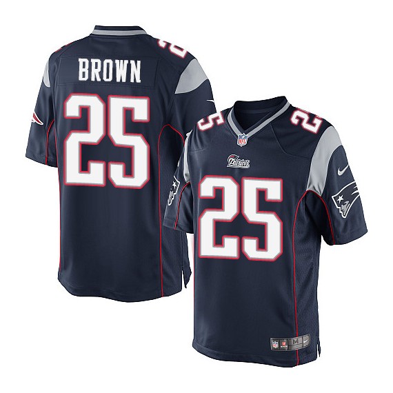 New England Patriots Tarell Brown Official Nike Navy Blue Elite Youth Home NFL Jersey