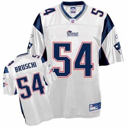 New England Patriots Tedy Bruschi Official Reebok White Adult Replica Road Throwback NFL Jersey