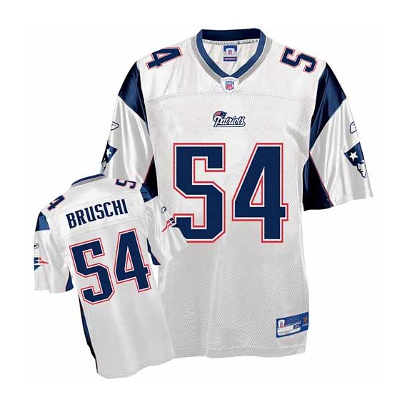 New England Patriots Tedy Bruschi Official Reebok White Adult Replica Road Throwback NFL Jersey