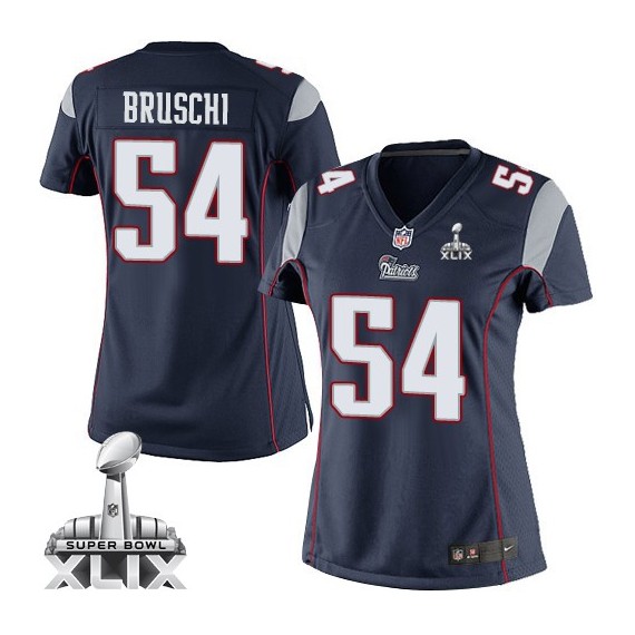 New England Patriots Tedy Bruschi Official Nike Navy Blue Elite Women's Home Super Bowl XLIX NFL Jersey