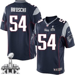New England Patriots Tedy Bruschi Official Nike Navy Blue Elite Youth Home Super Bowl XLIX NFL Jersey