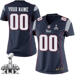 Nike New England Patriots Women's Customized Limited Navy Blue Home Super Bowl XLIX Jersey