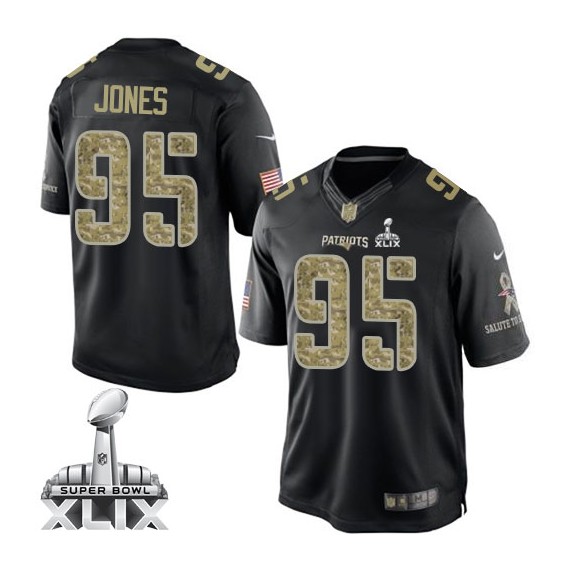 New England Patriots Chandler Jones Official Nike Black Elite Adult Salute to Service Super Bowl XLIX NFL Jersey