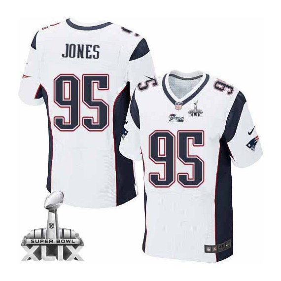 New England Patriots Chandler Jones Official Nike White Elite Adult Road Super Bowl XLIX NFL Jersey