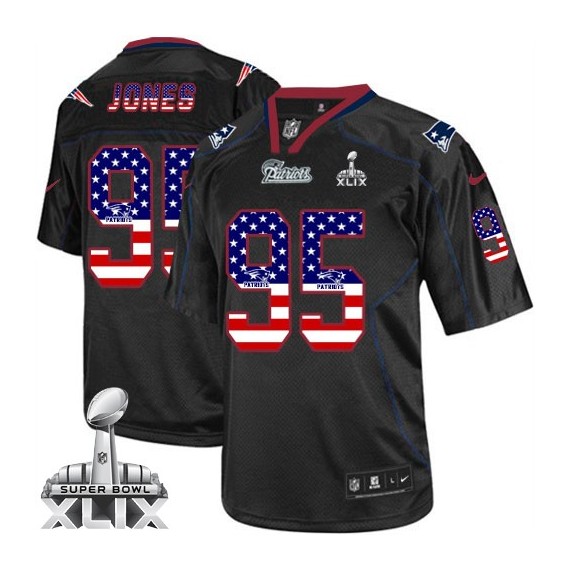 New England Patriots Chandler Jones Official Nike Black Elite Adult USA Flag Fashion Super Bowl XLIX NFL Jersey