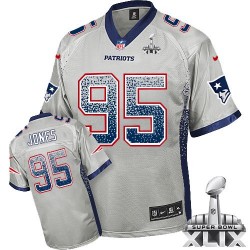 New England Patriots Chandler Jones Official Nike Grey Elite Adult Drift Fashion Super Bowl XLIX NFL Jersey