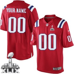 Nike New England Patriots Youth Customized Elite Red Alternate Super Bowl XLIX Jersey