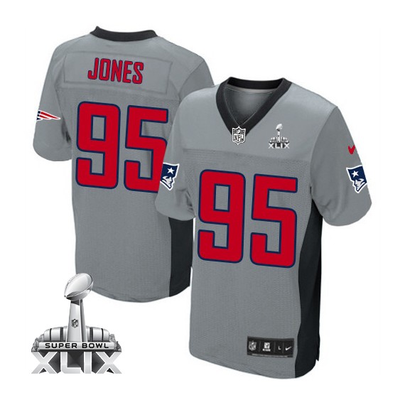 New England Patriots Chandler Jones Official Nike Grey Shadow Limited Adult Super Bowl XLIX NFL Jersey